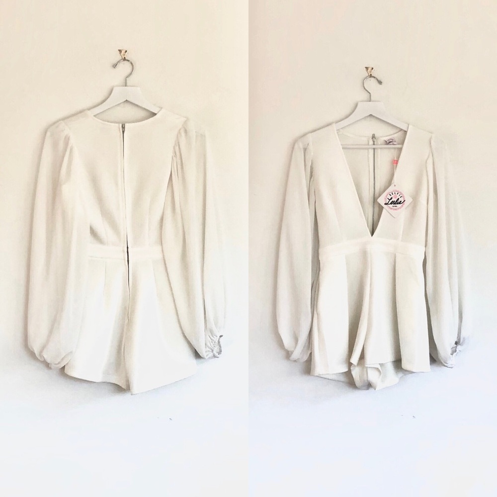 Selfie Leslie Deep V-Neck Long Sleeve Romper